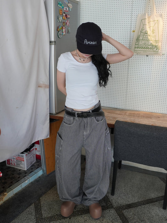 ストライプワイドデニムパンツ DPB85100