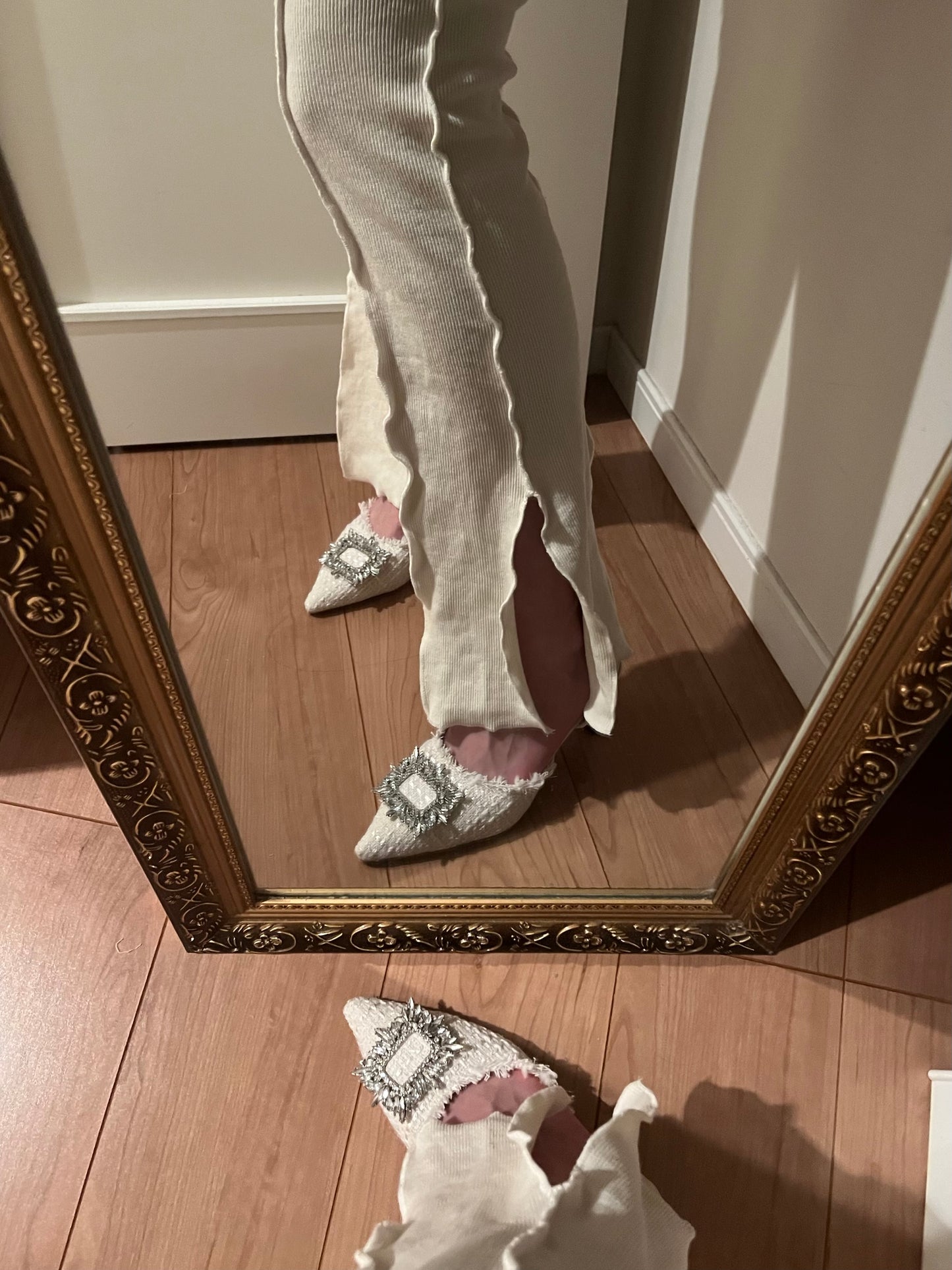 ビジューツイードパンプス CPA03131