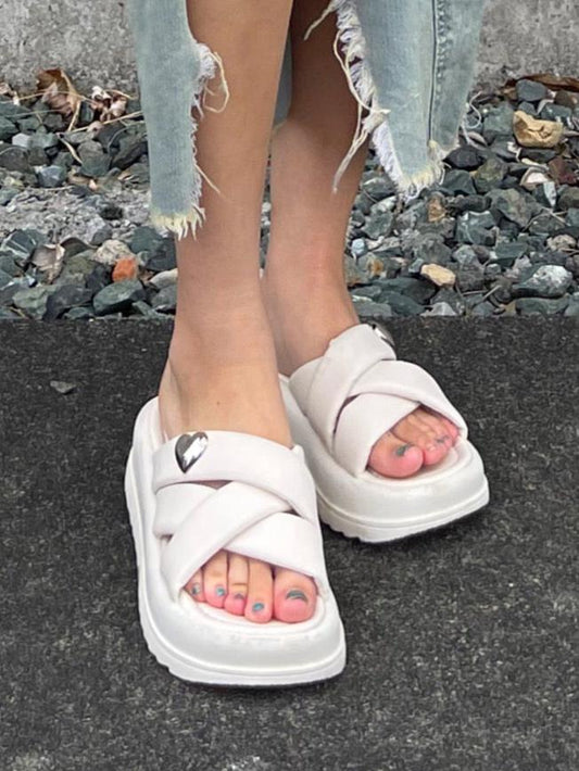 ホワイト厚底サンダル DPB73058