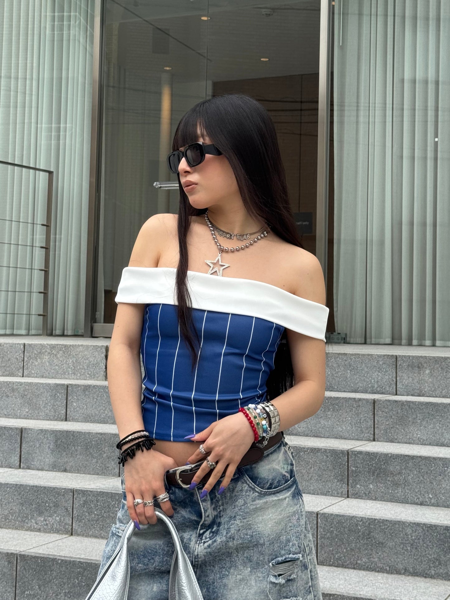 ナンバーオフショルダートップス DPB86053