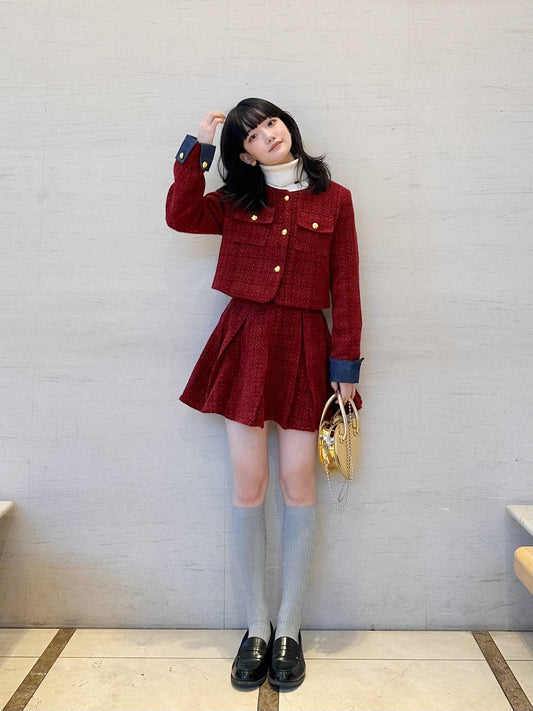ボルドーツイードミニスカート DPA43265