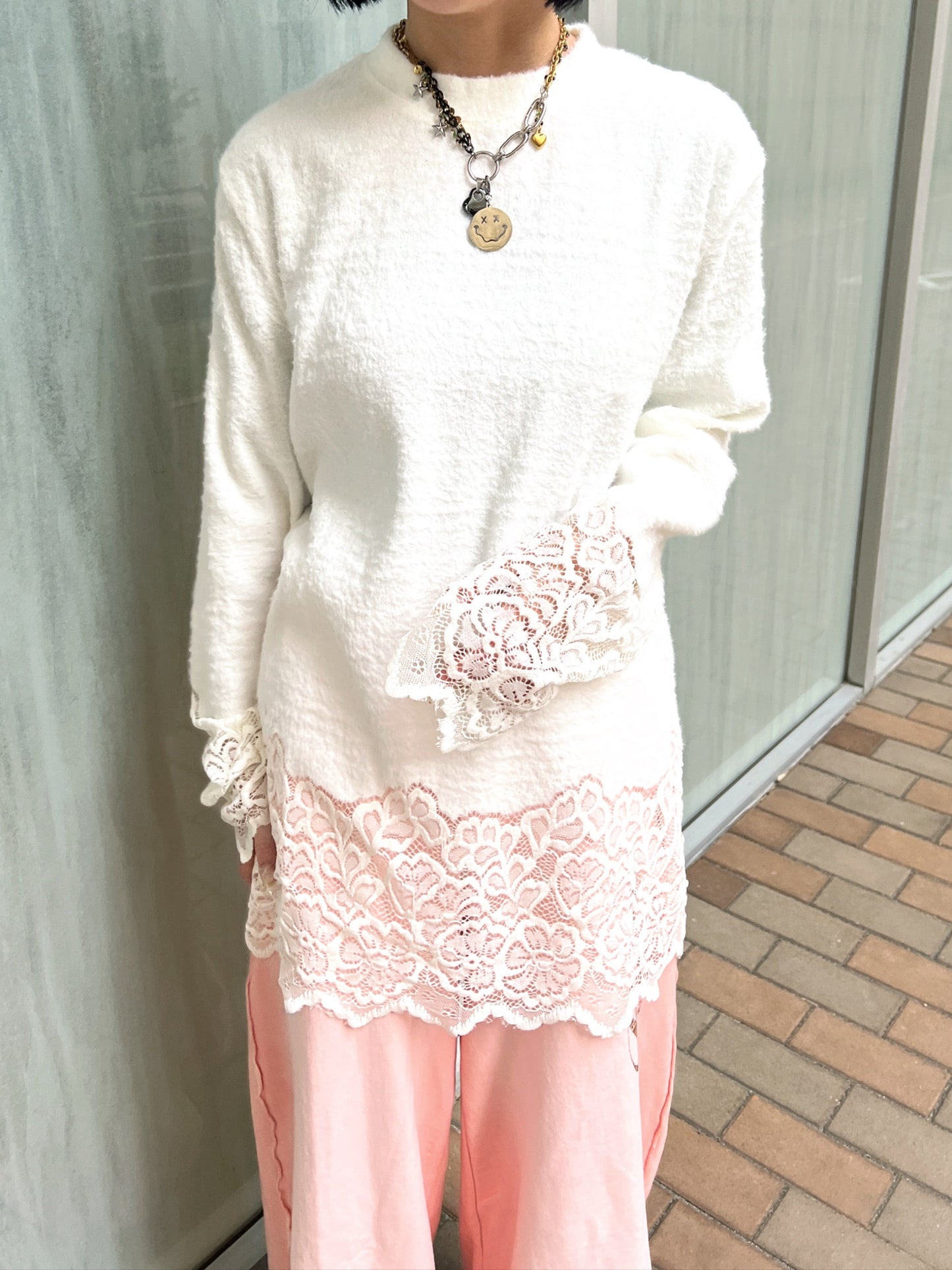 レースデザインロングTシャツ DPB79115