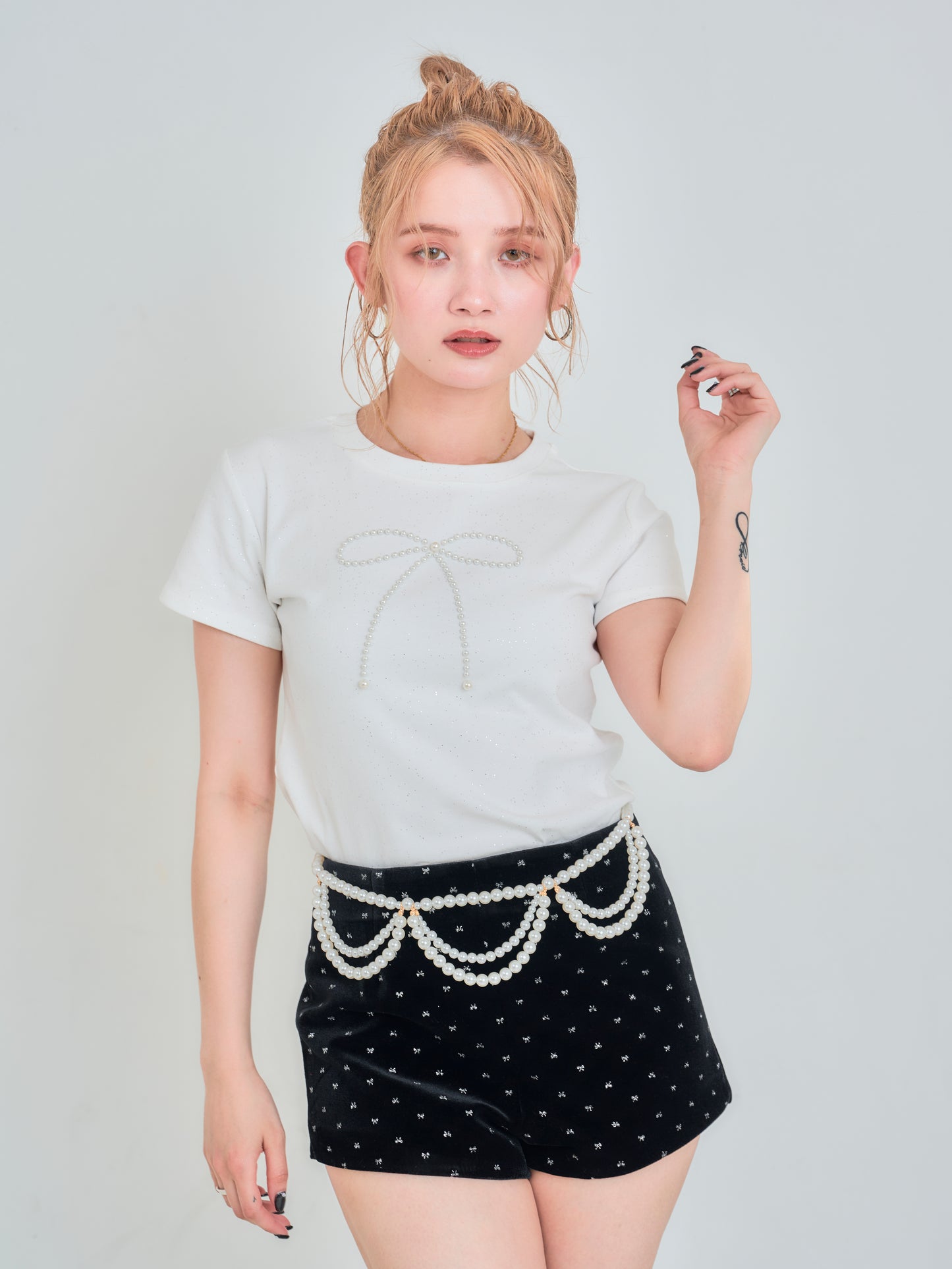 パールリボンラメTシャツ DPB75031