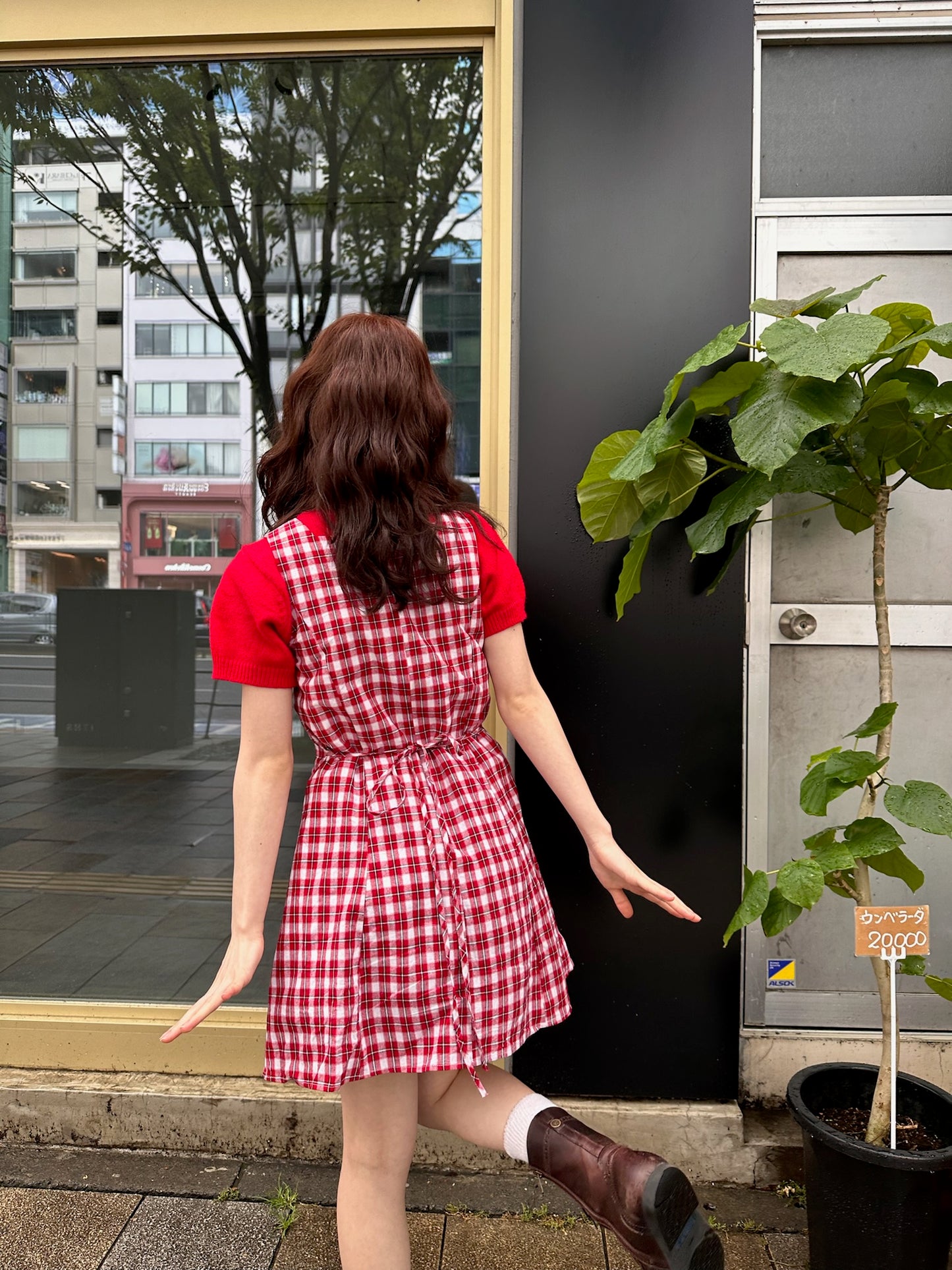 レッドチェックレトロワンピース DPA43363