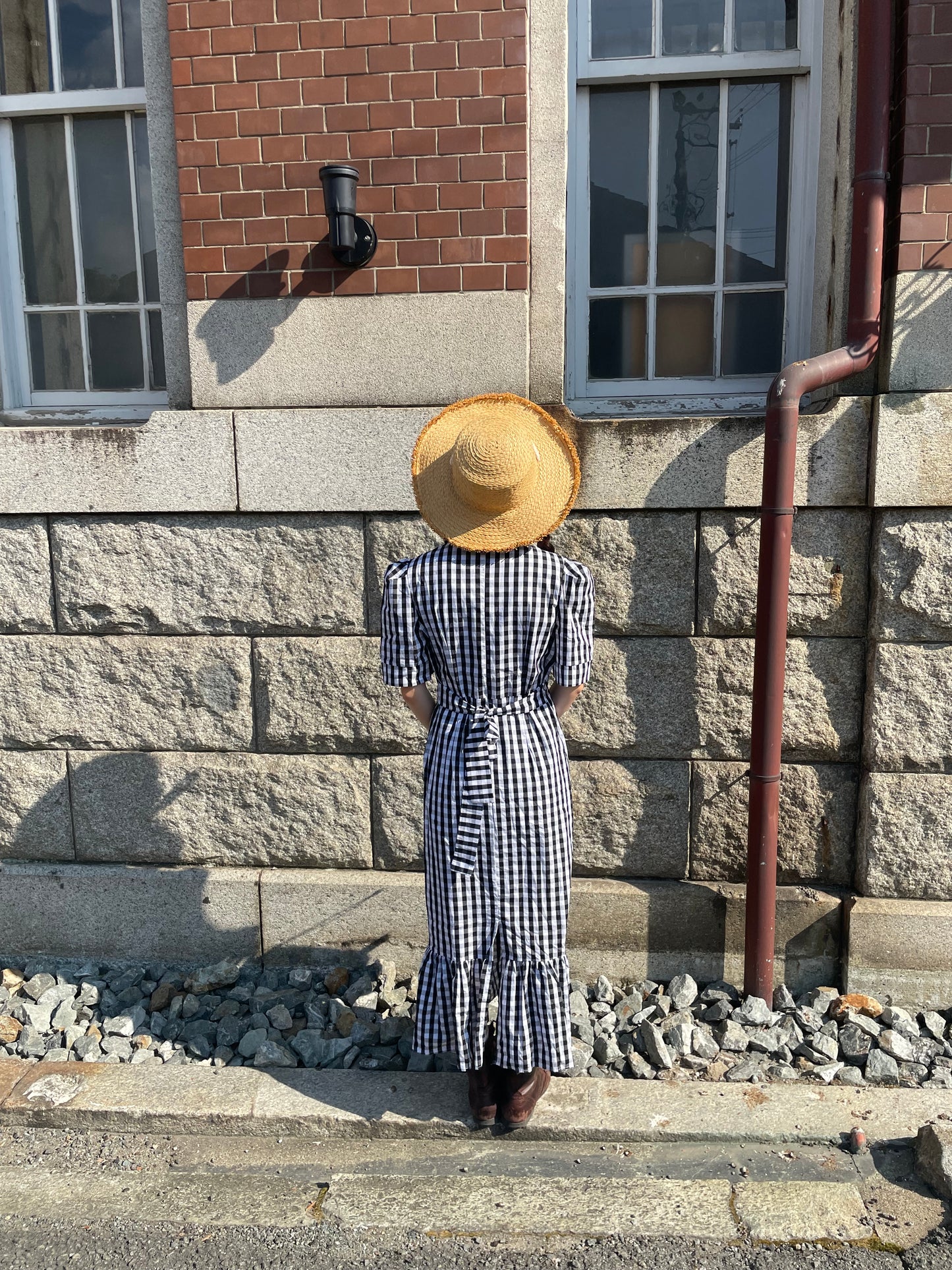 レトロギンガムフリルワンピース DPA43403