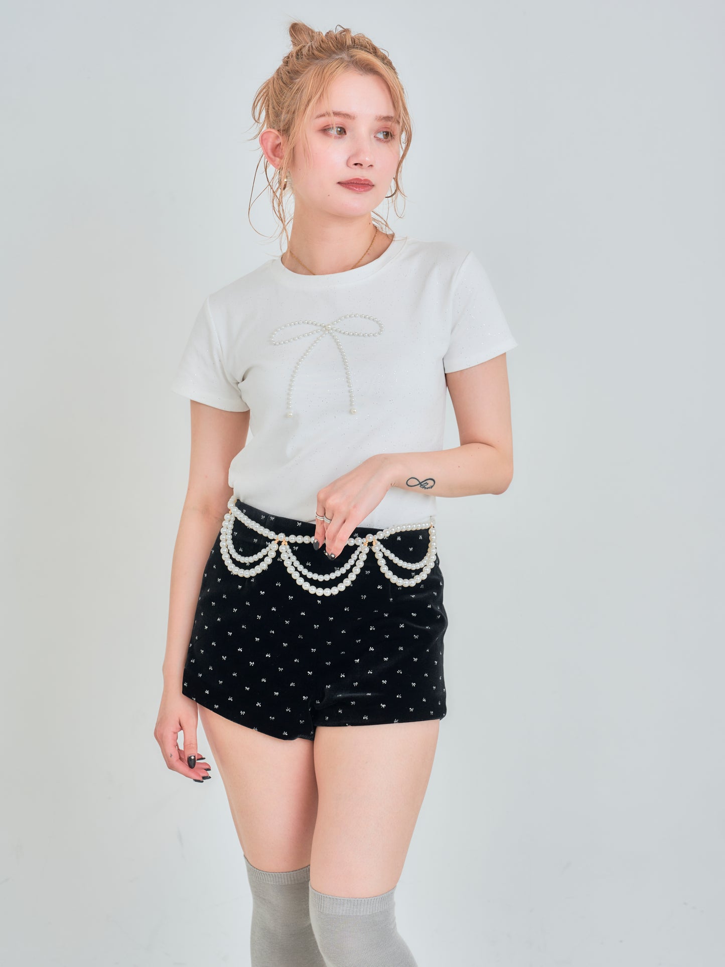 パールリボンラメTシャツ DPB75031