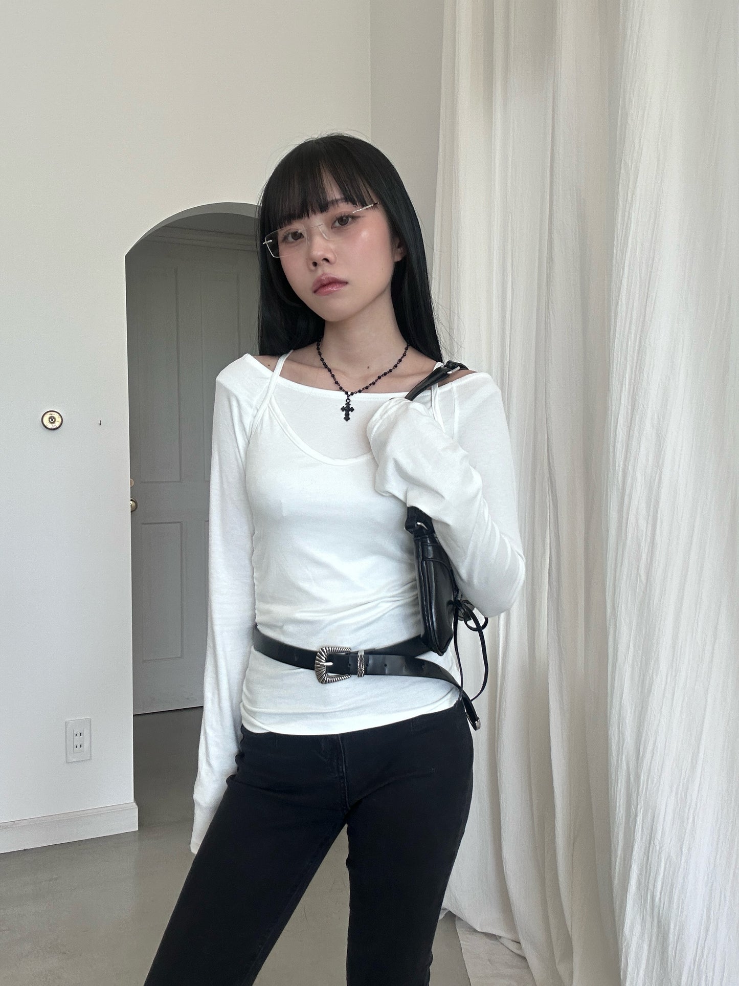 ダブルシャツホワイトトップス DPB43322