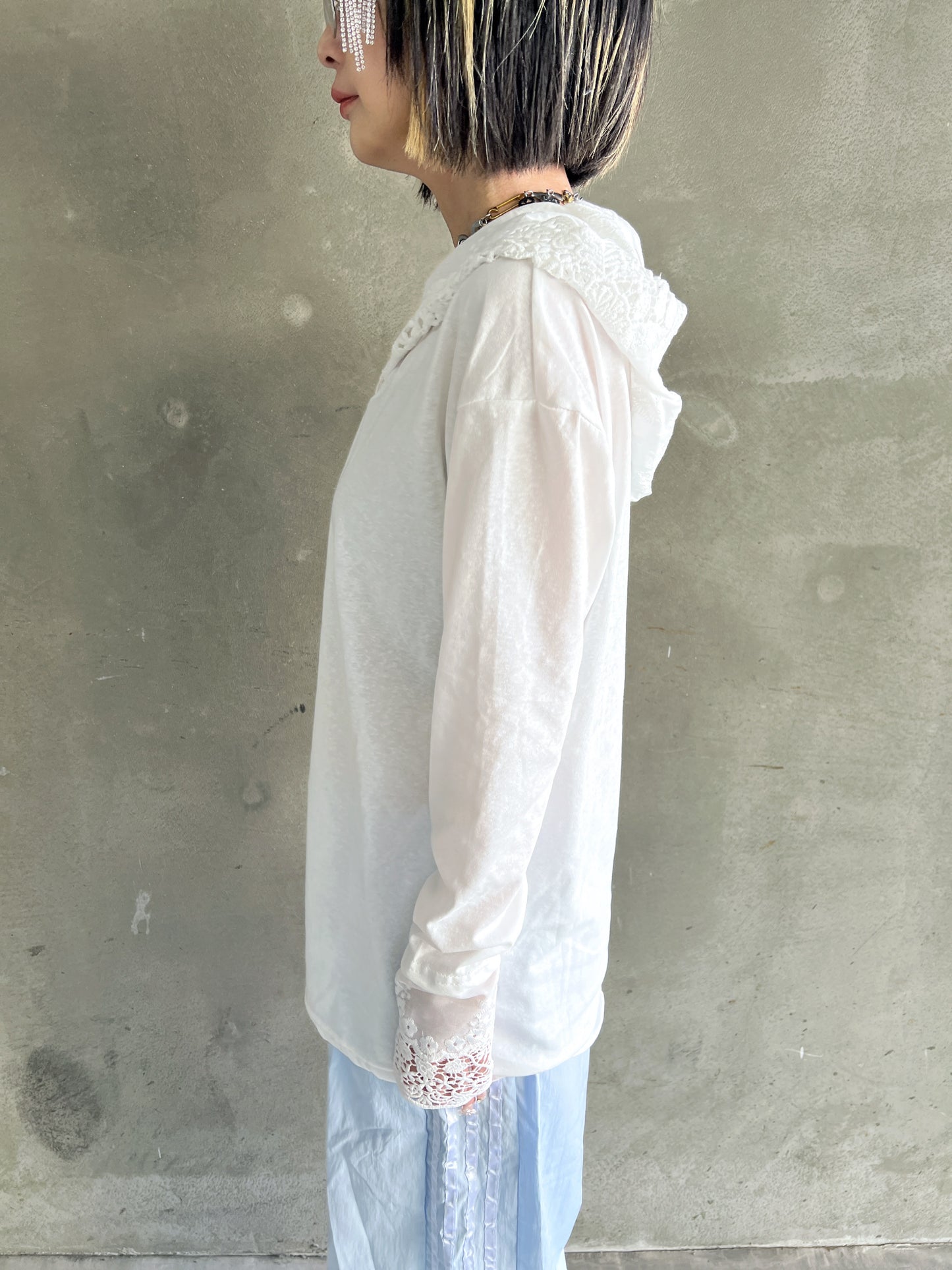 レースフーディロングスリーブTシャツ DPB79158