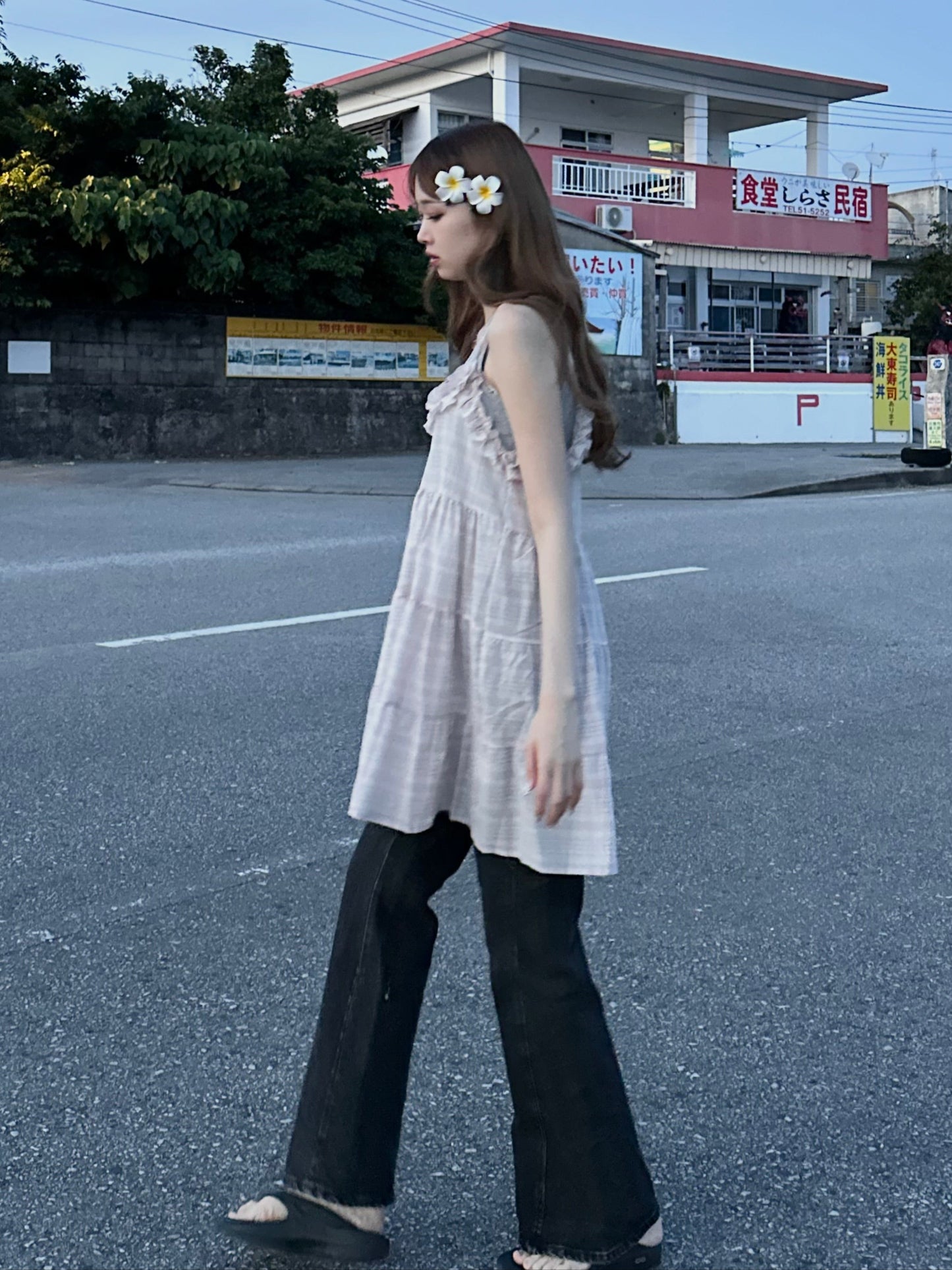 チェックフリルキャミワンピース DPB81078