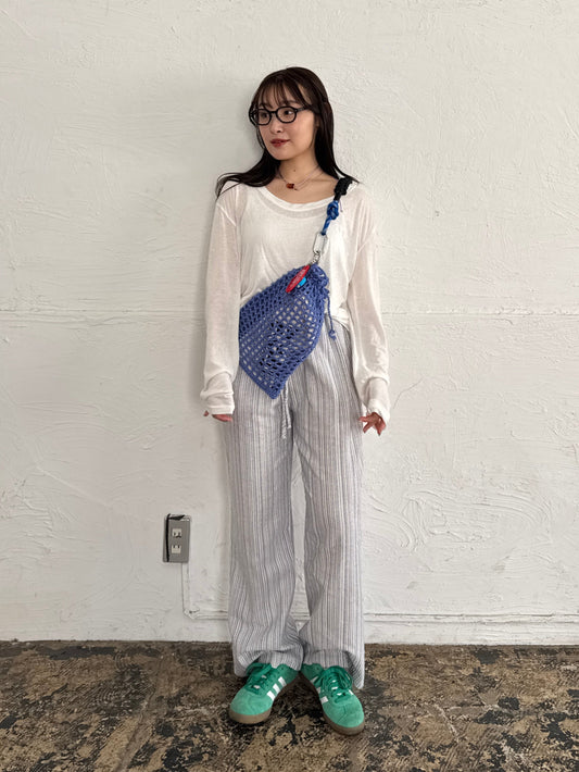 ウエストリボンストライプワイドパンツ DPB78140