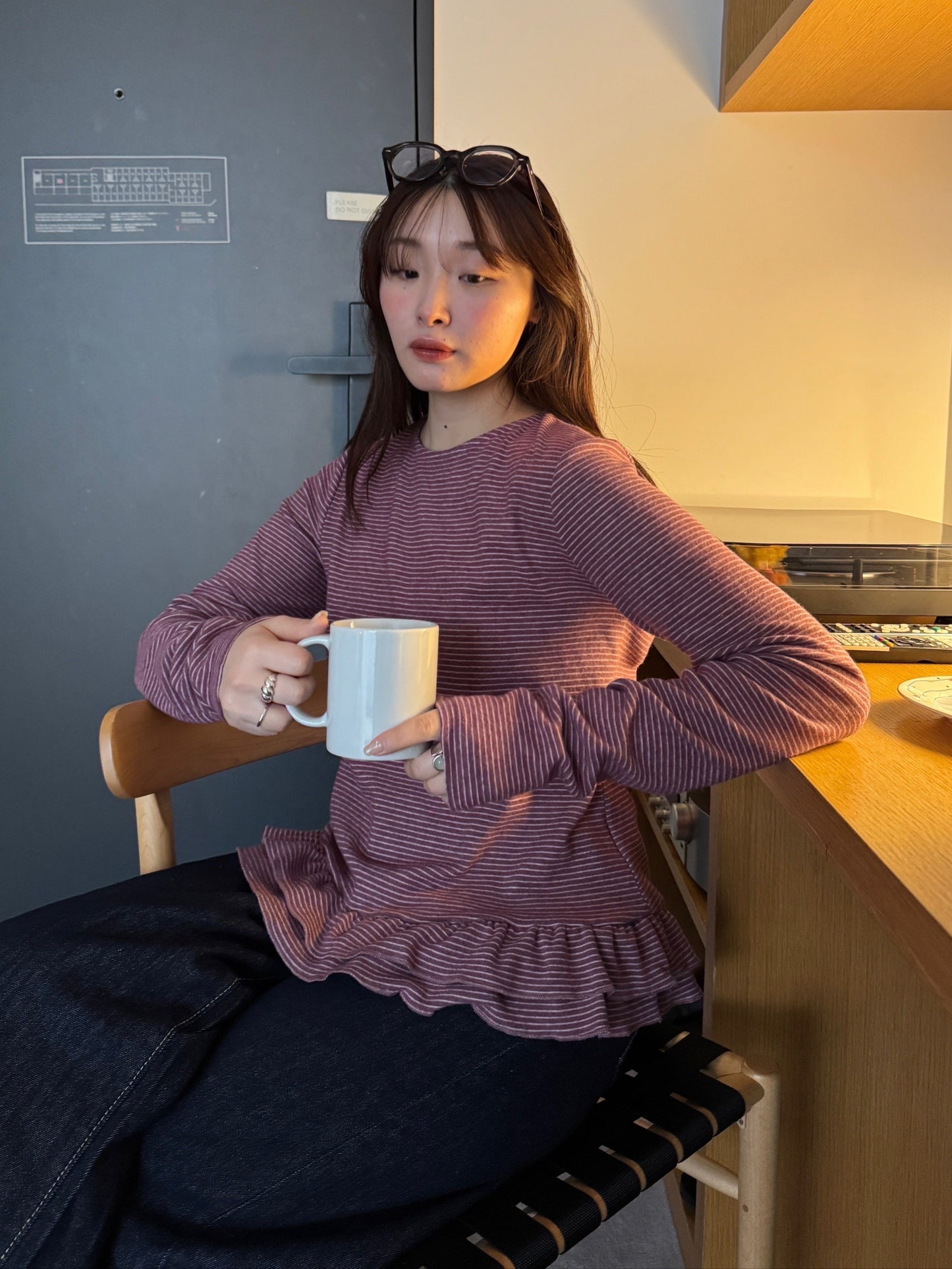 ミニフリルボーダーロングTシャツ DPB78096