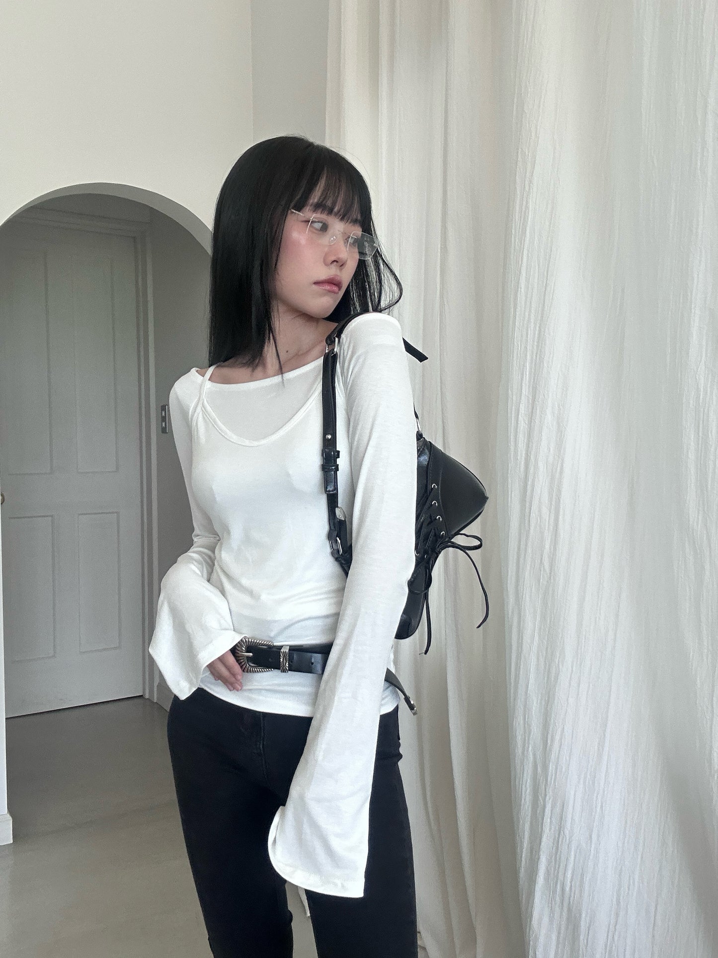 ダブルシャツホワイトトップス DPB43322