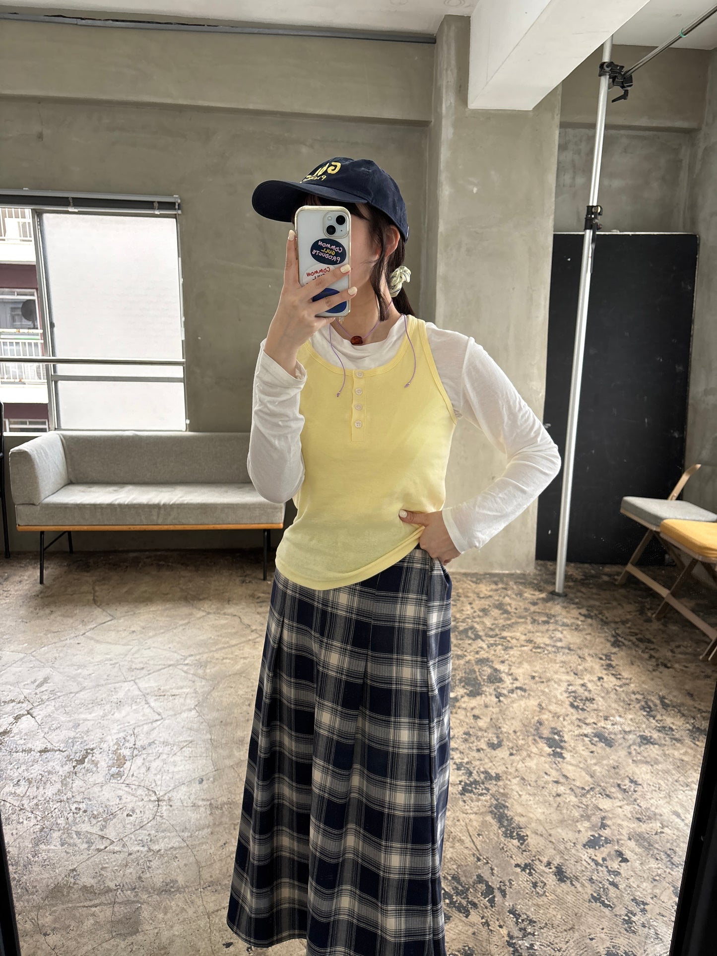 ネイビーチェックプリーツスカート DPB84150