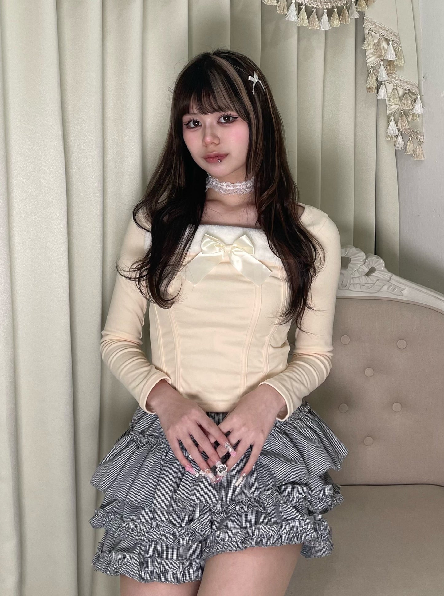 スクエアネックリボントップス DPB67038