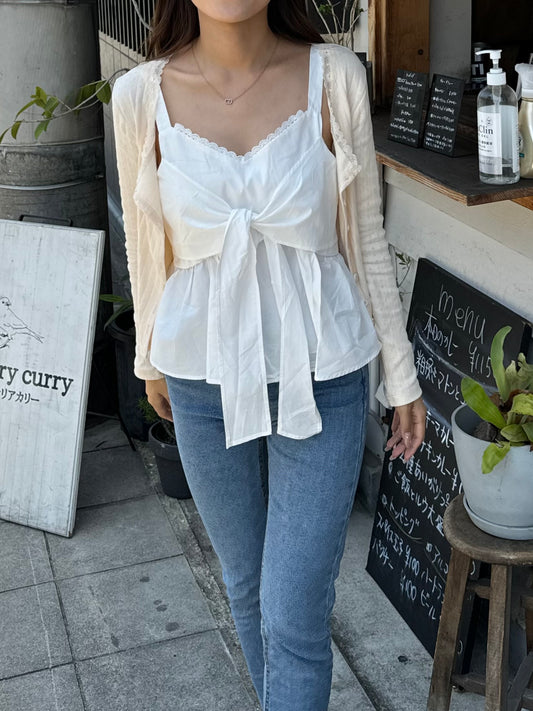 レースボタンカーディガン CPA45030