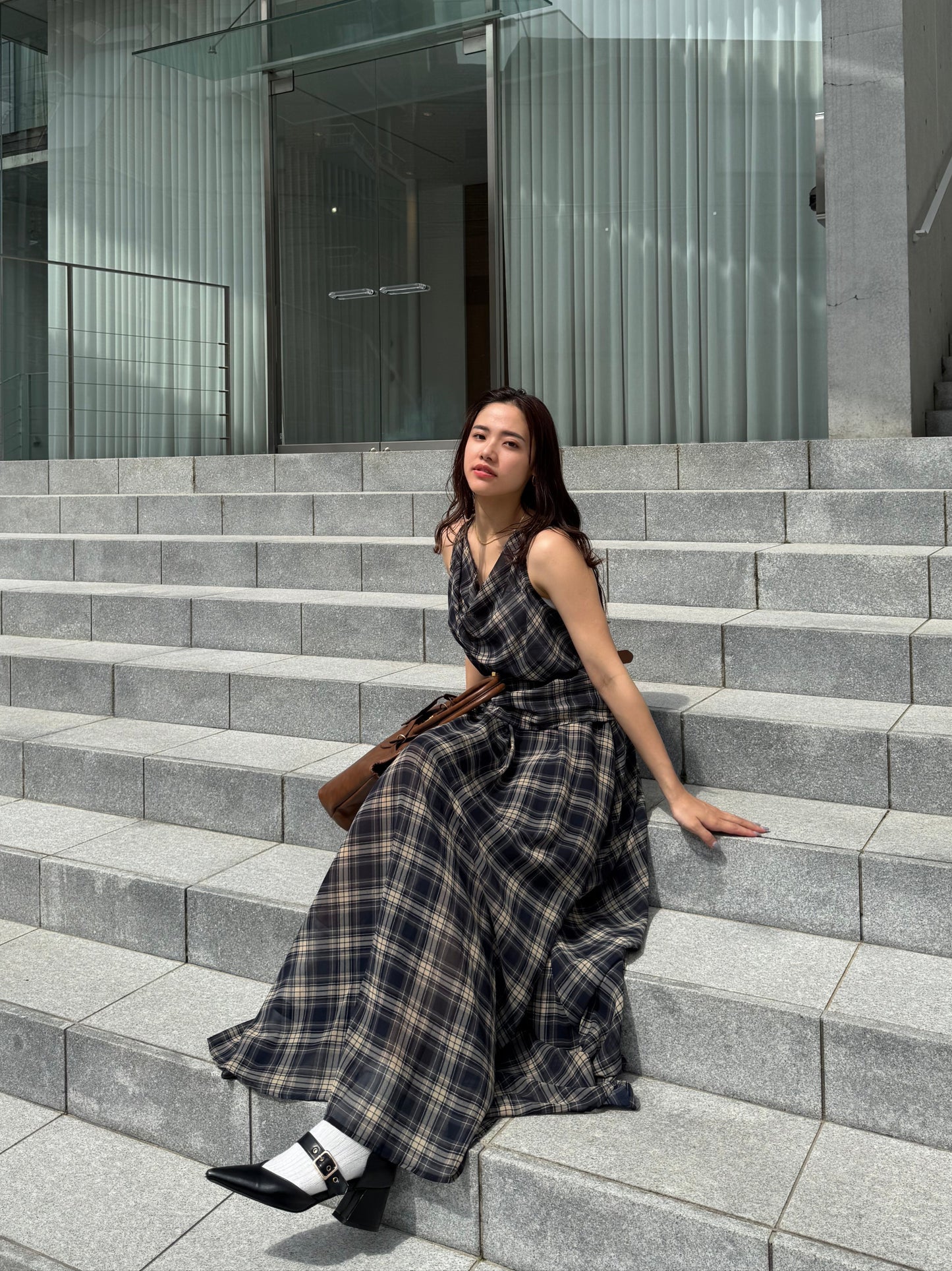 チェックロングスカート DPB47428