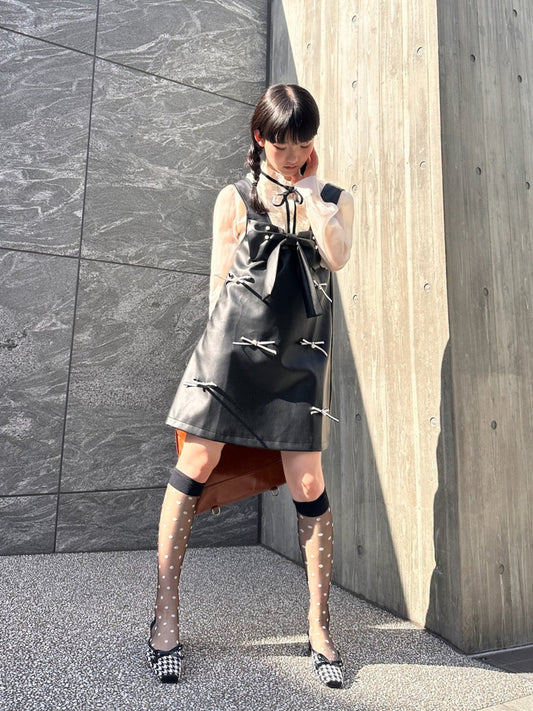 レザーリボンデザインワンピース DPA43313