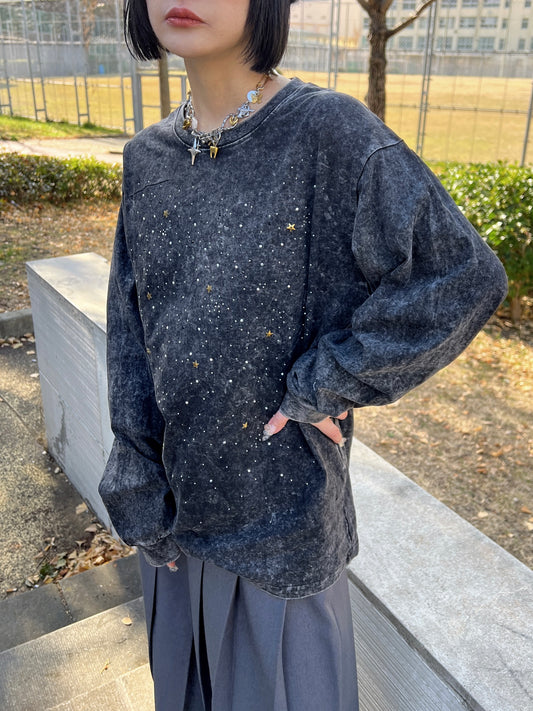 ヴィンテージラインストーンロングTシャツ DPB79093
