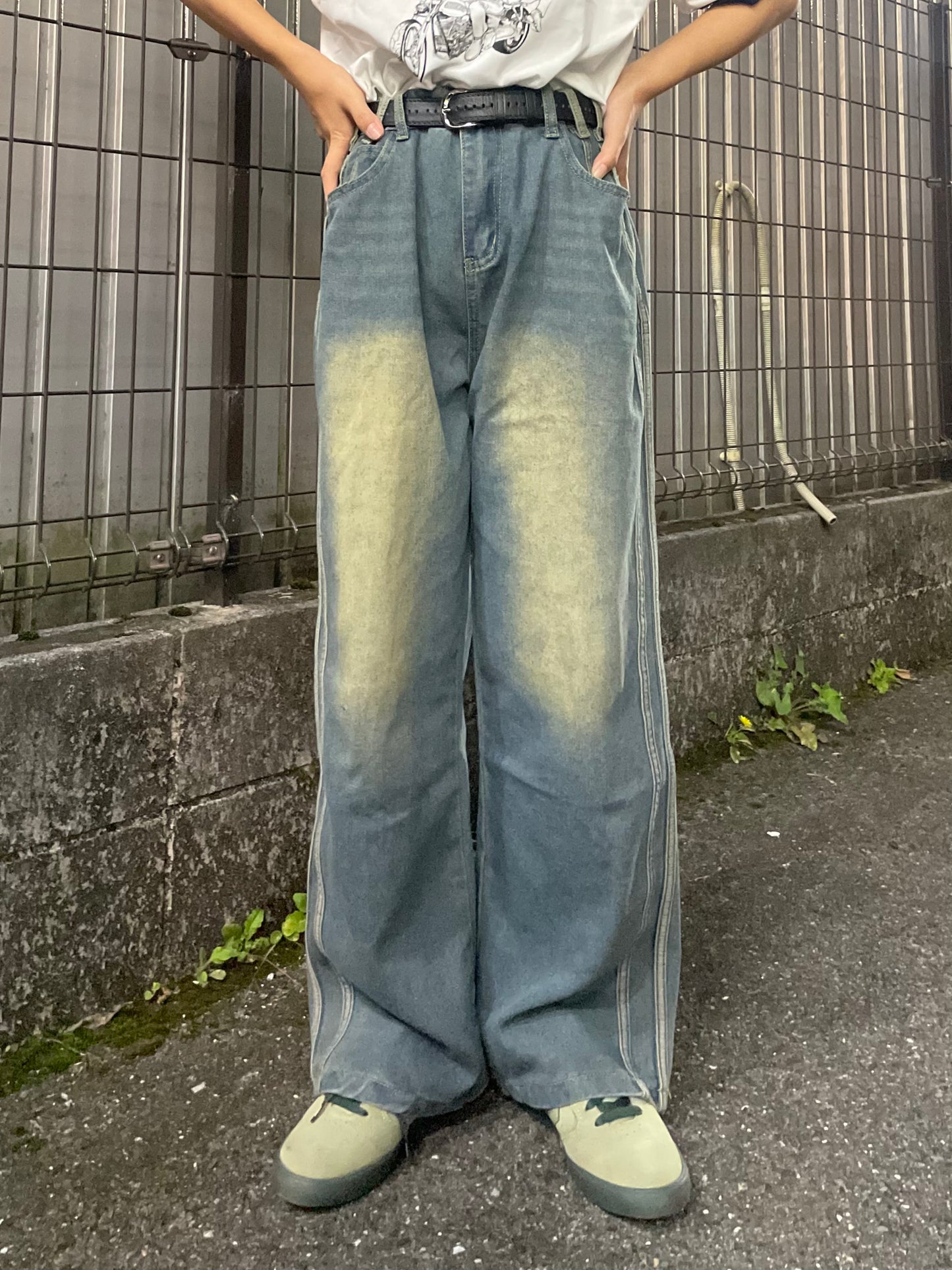 ラインワイドデニムパンツ DPB64024