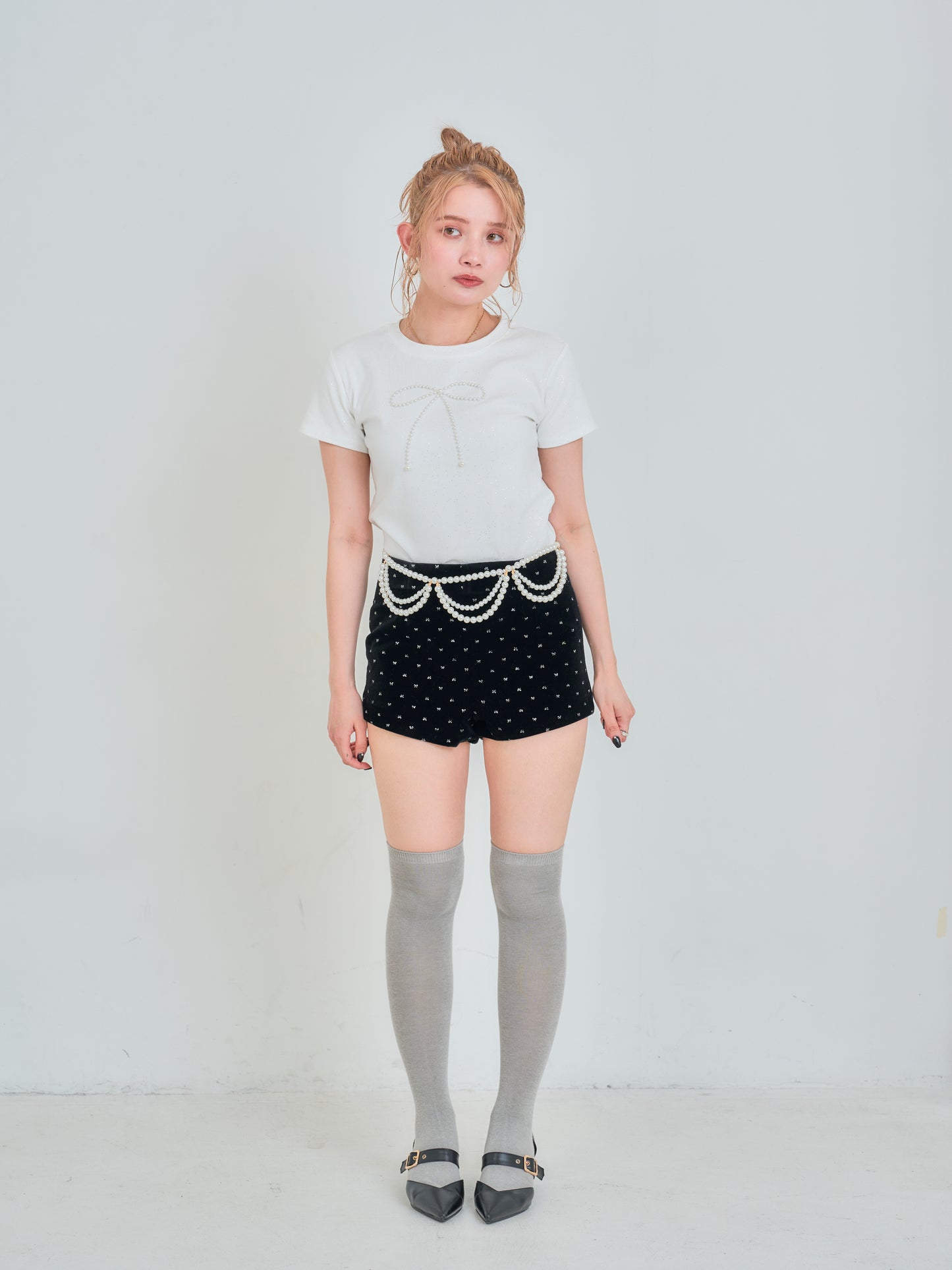 パールリボンラメTシャツ DPB75031