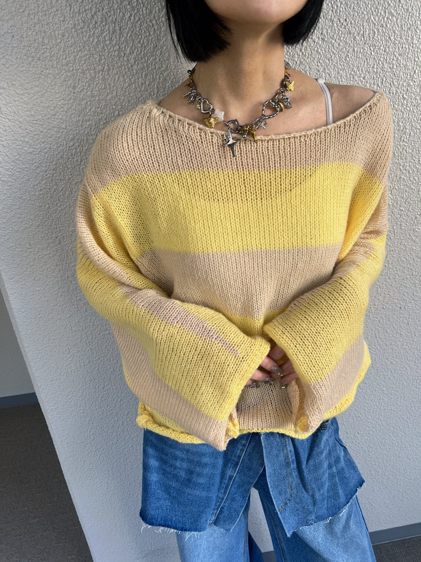 ボーダーモヘアライクルーズニット DPB79065