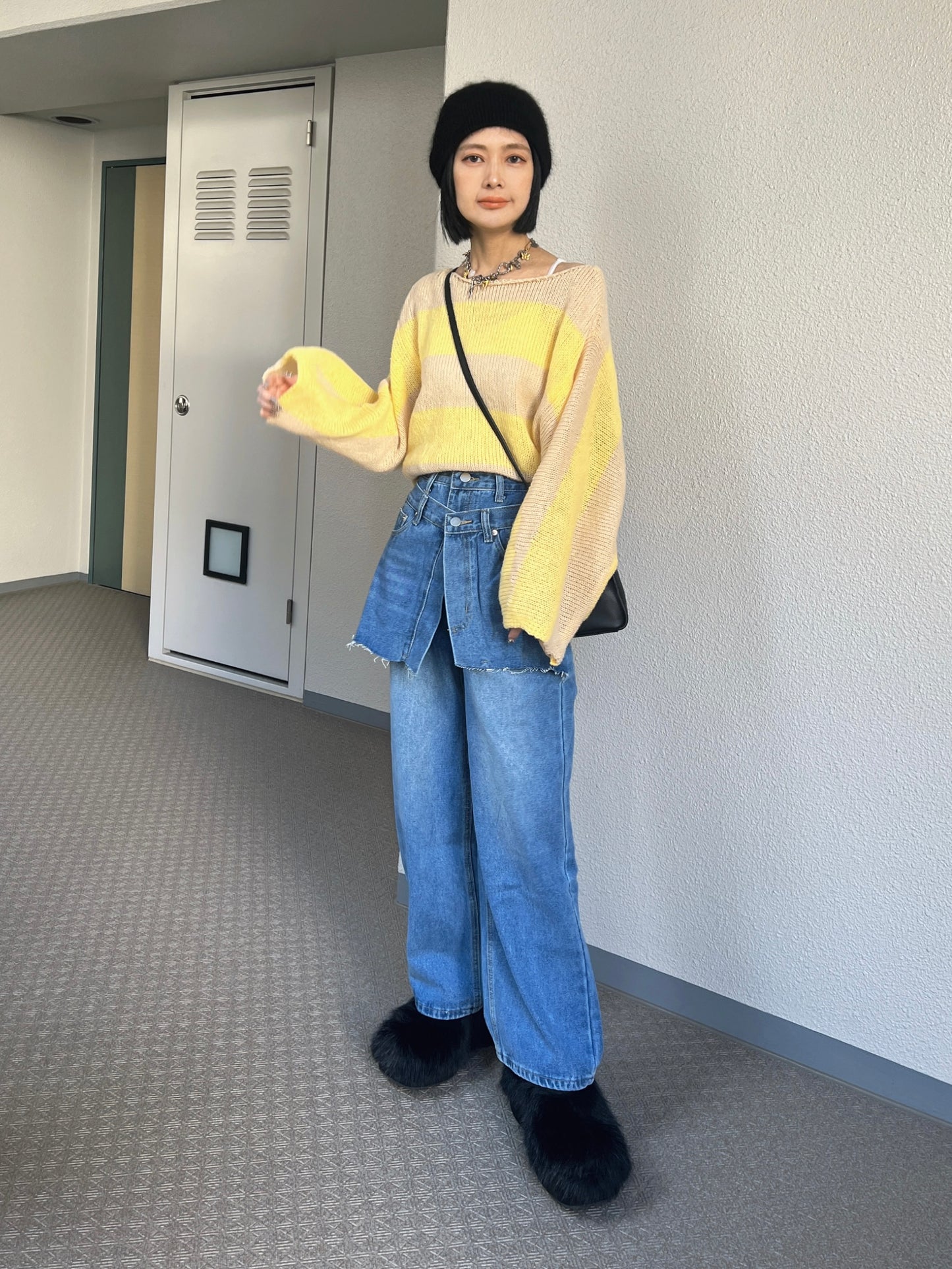 ボーダーモヘアライクルーズニット DPB79065