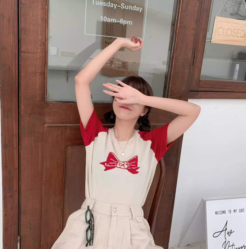 センターリボンニットトップス DPB71468