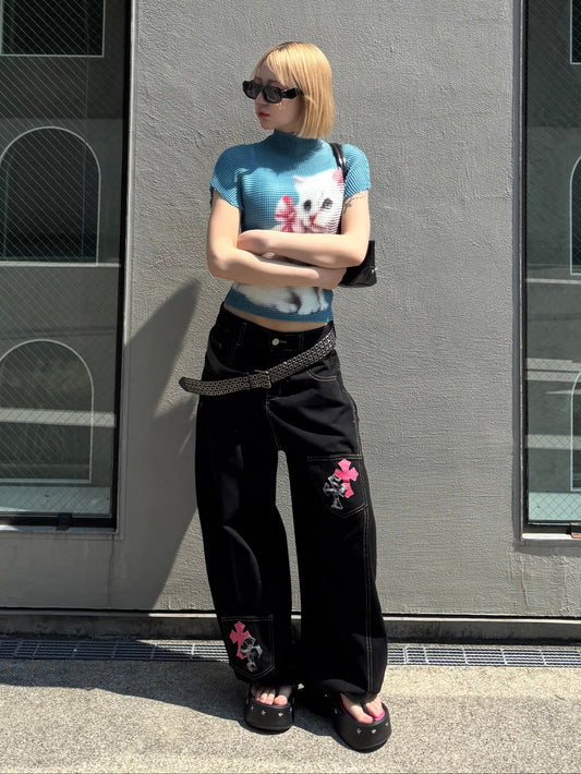 クロスパッチボリュームデニムパンツ DPB86270