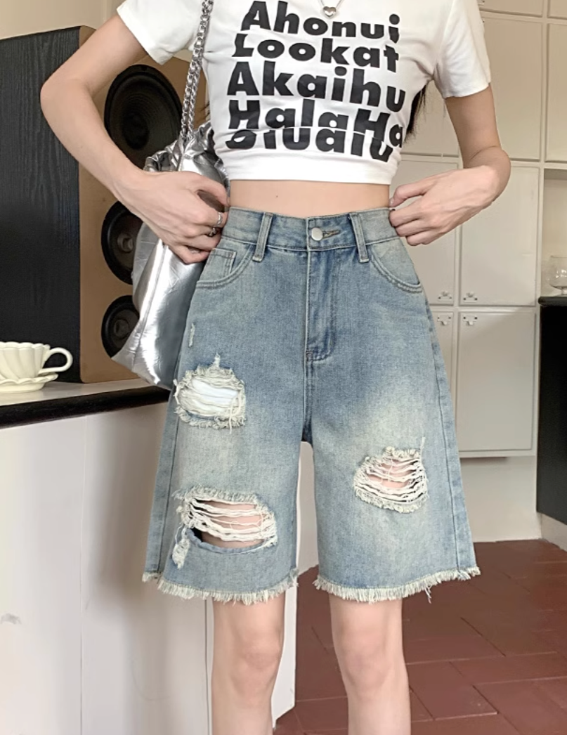 ダメージデニムハーフパンツ DPB71449