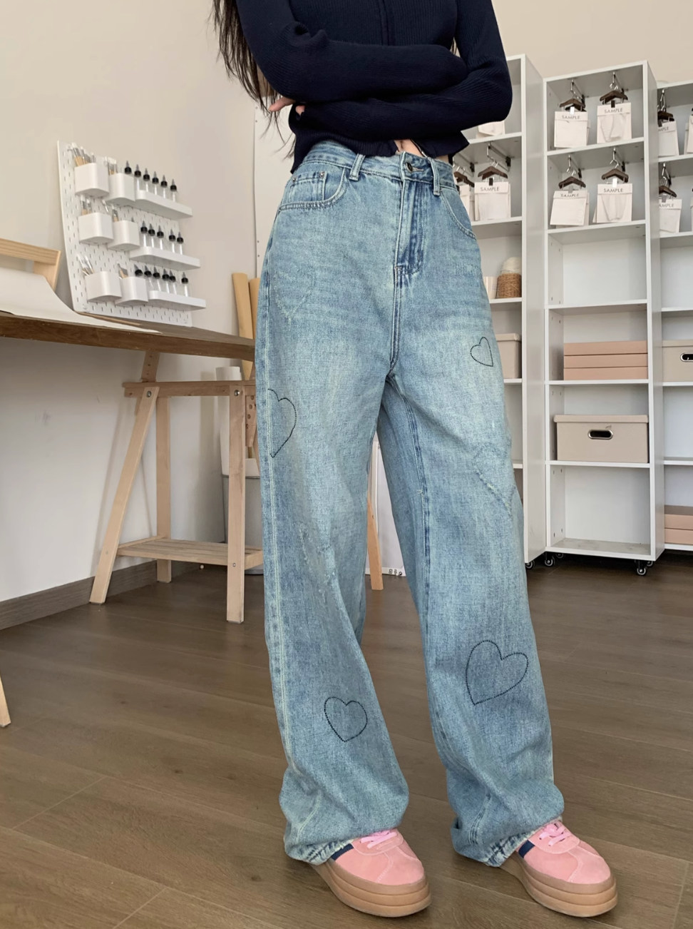 ハートデザインデニムパンツ DPB71273