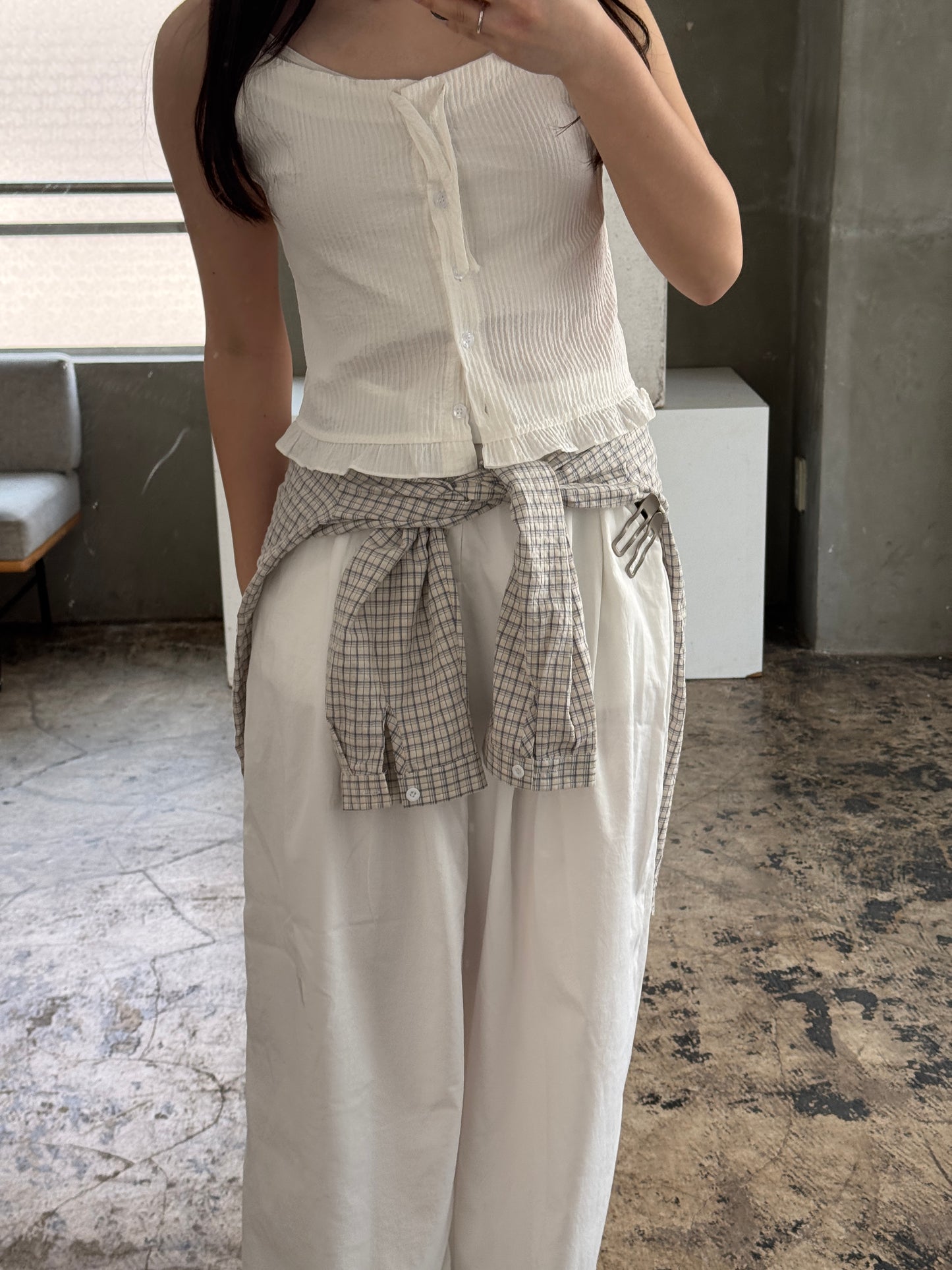 フロントボタンレースフリルキャミソール DPB78143