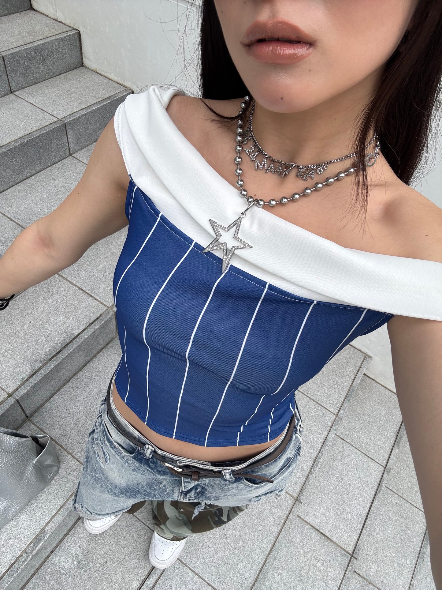 ナンバーオフショルダートップス DPB86053