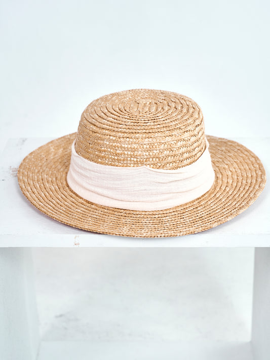 ホワイトリボンストローハット UPA02019