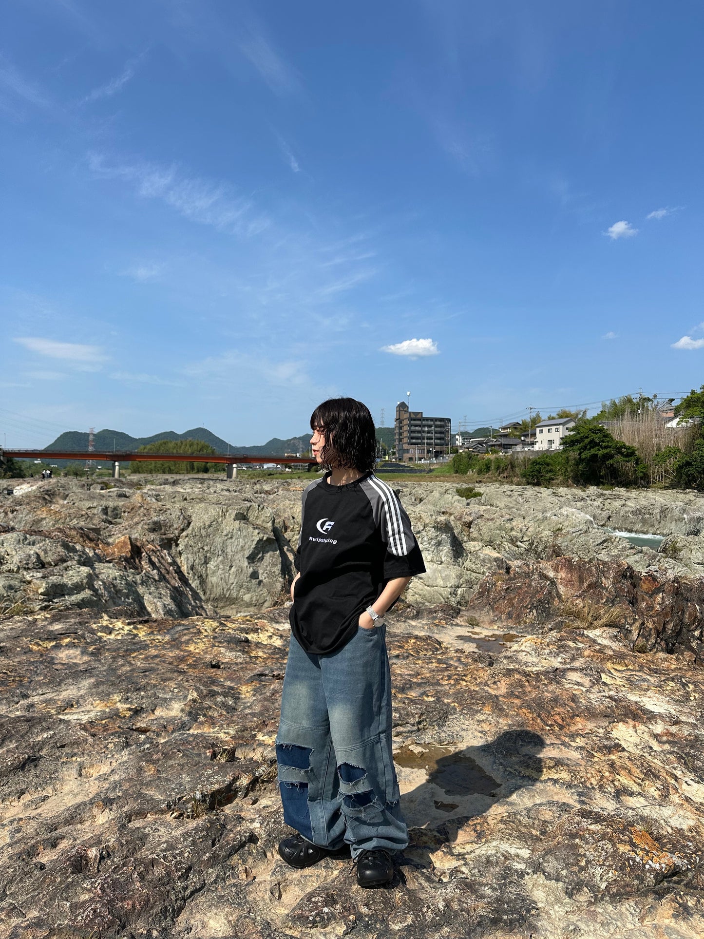 ダメージワイドデニムパンツ DPB70106