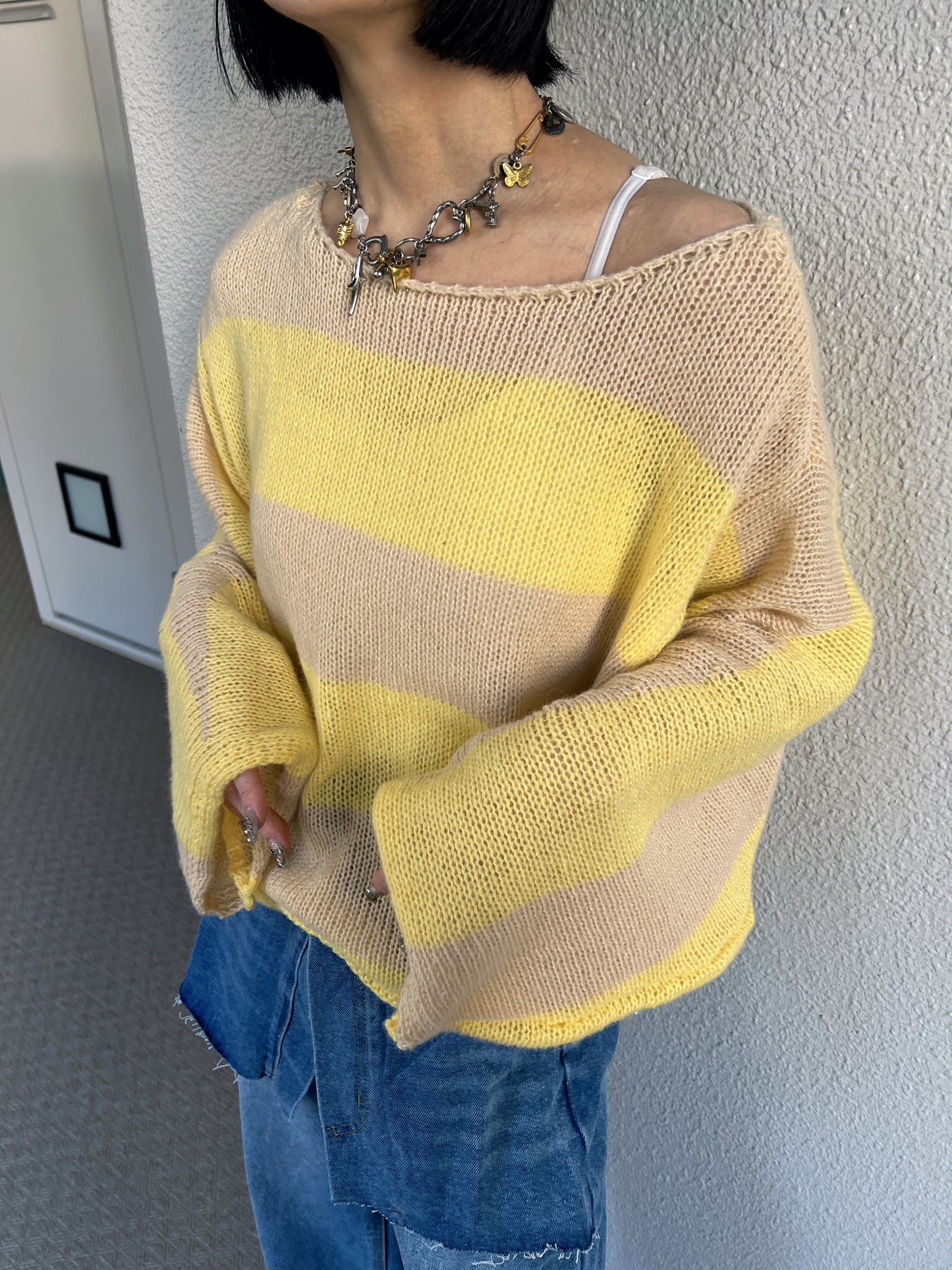 ボーダーモヘアライクルーズニット DPB79065