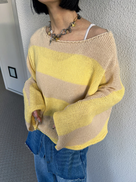 ボーダーモヘアライクルーズニット DPB79065