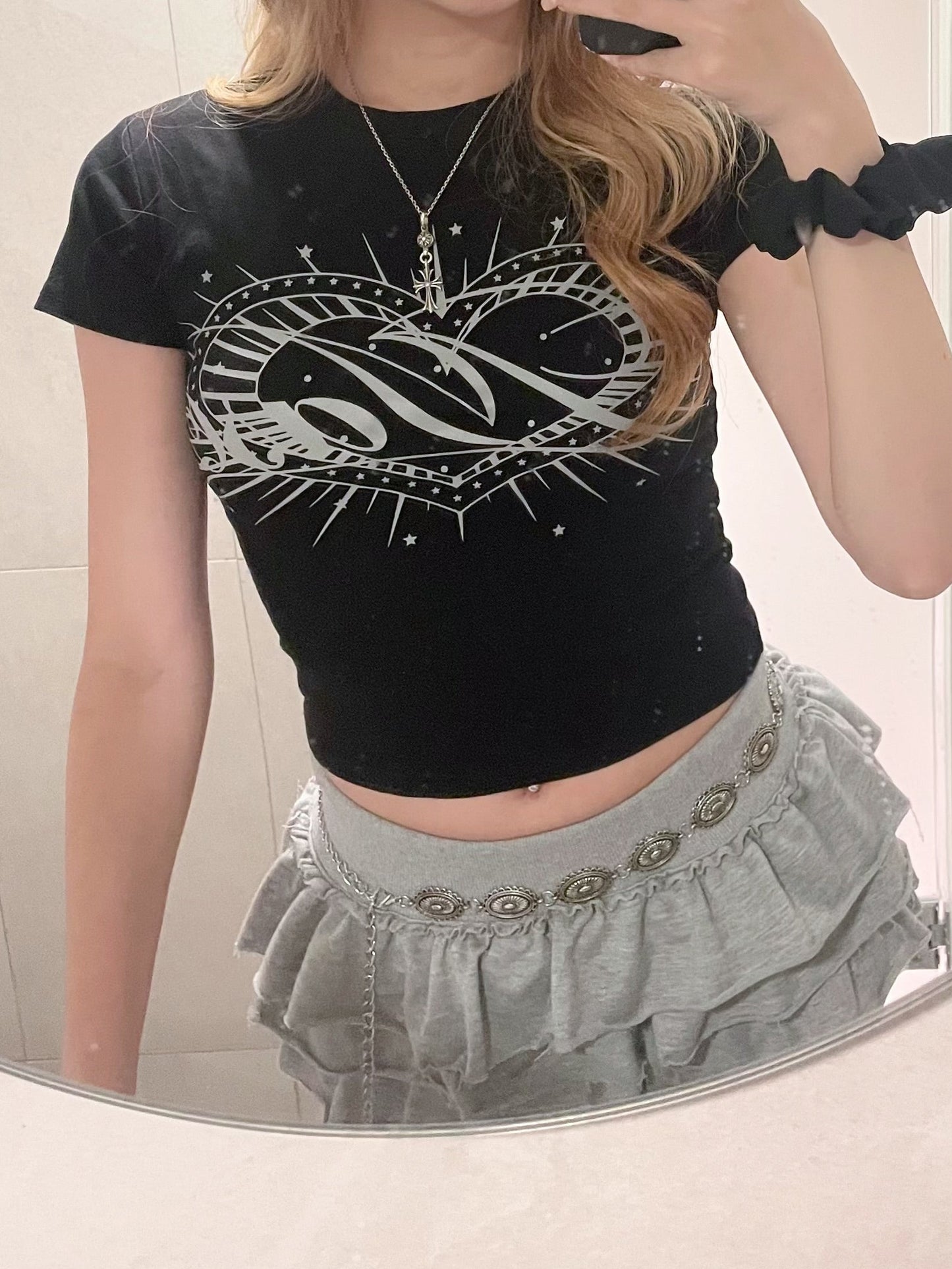 ラインストーンブラックTシャツ DPB67108