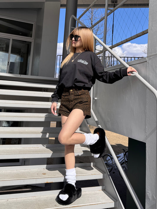 フロントデザインレオパードショートパンツ DPB42339