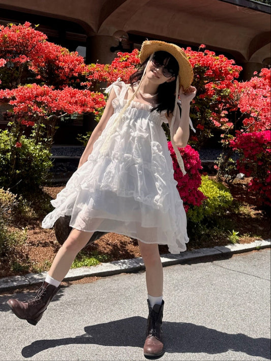 ショルダーリボンティアードワンピース DPA43347