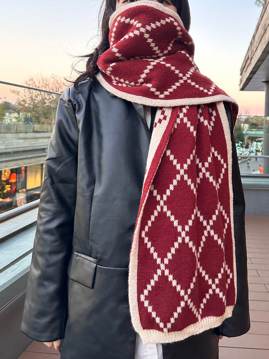 チェックウールニットマフラー DPA43272