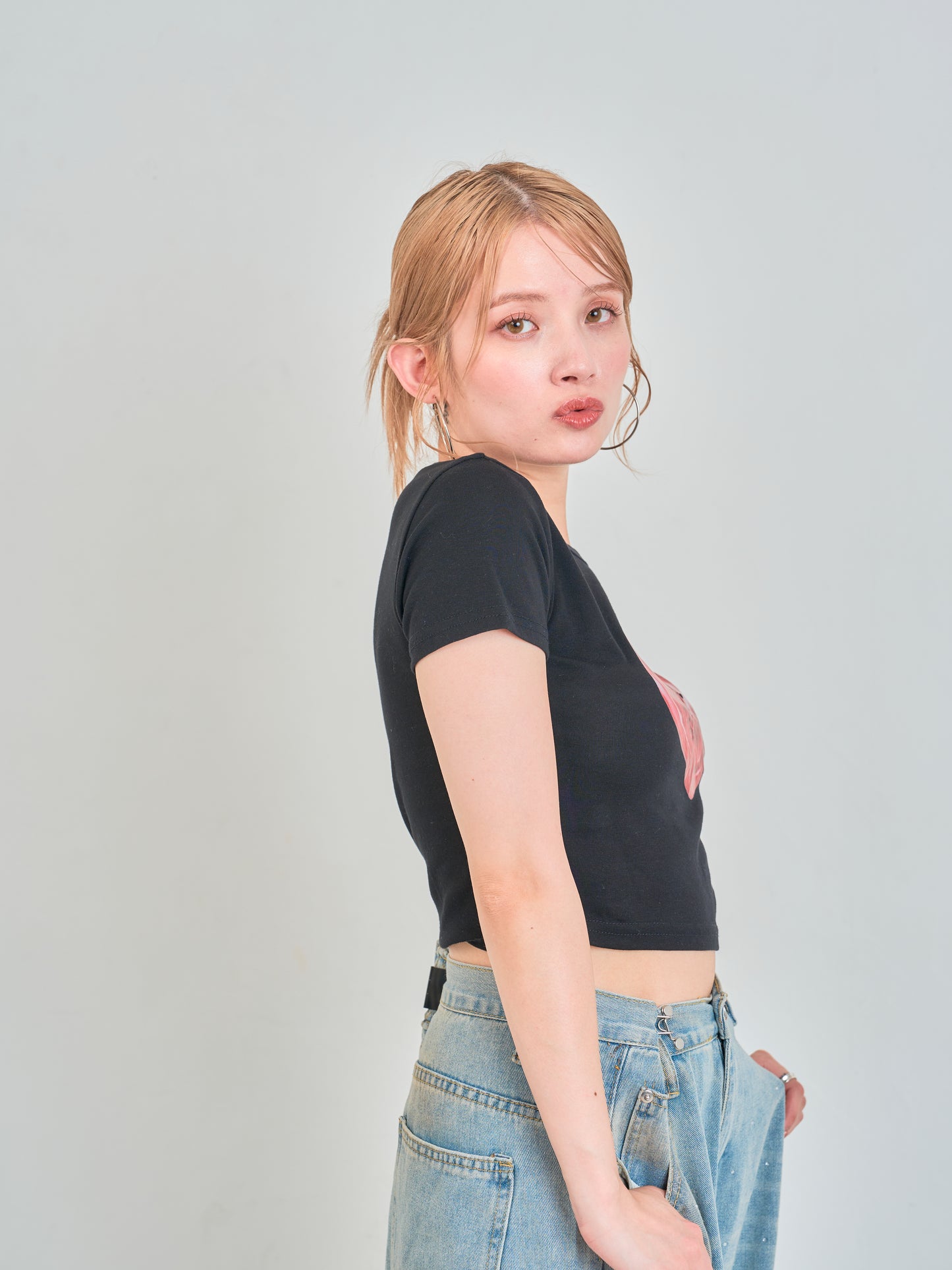 ハートプリントクロップドTシャツ DPB75070
