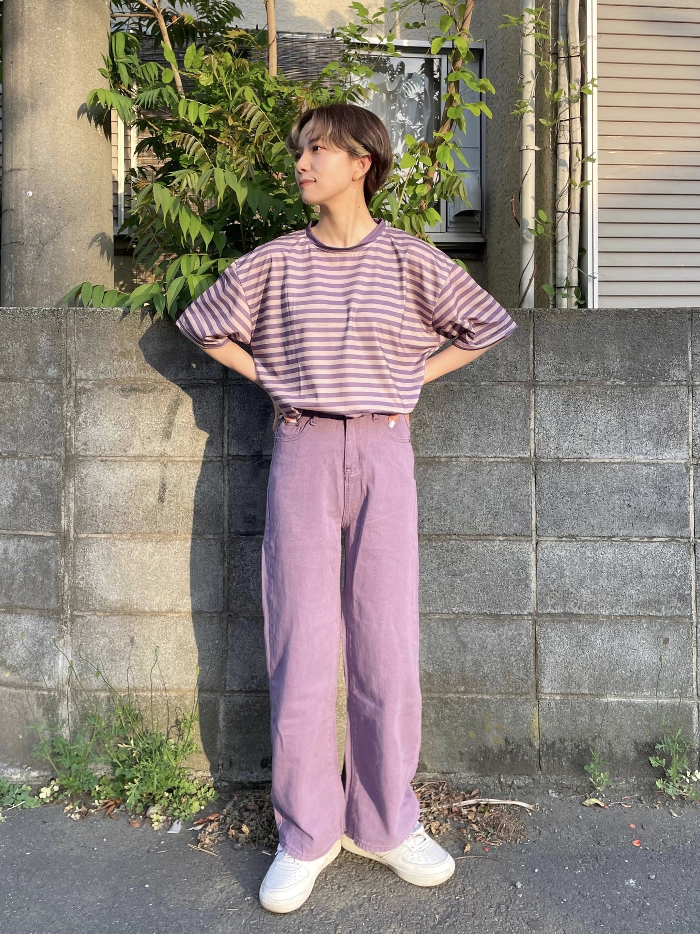パープルボーダーTシャツ DPA96179