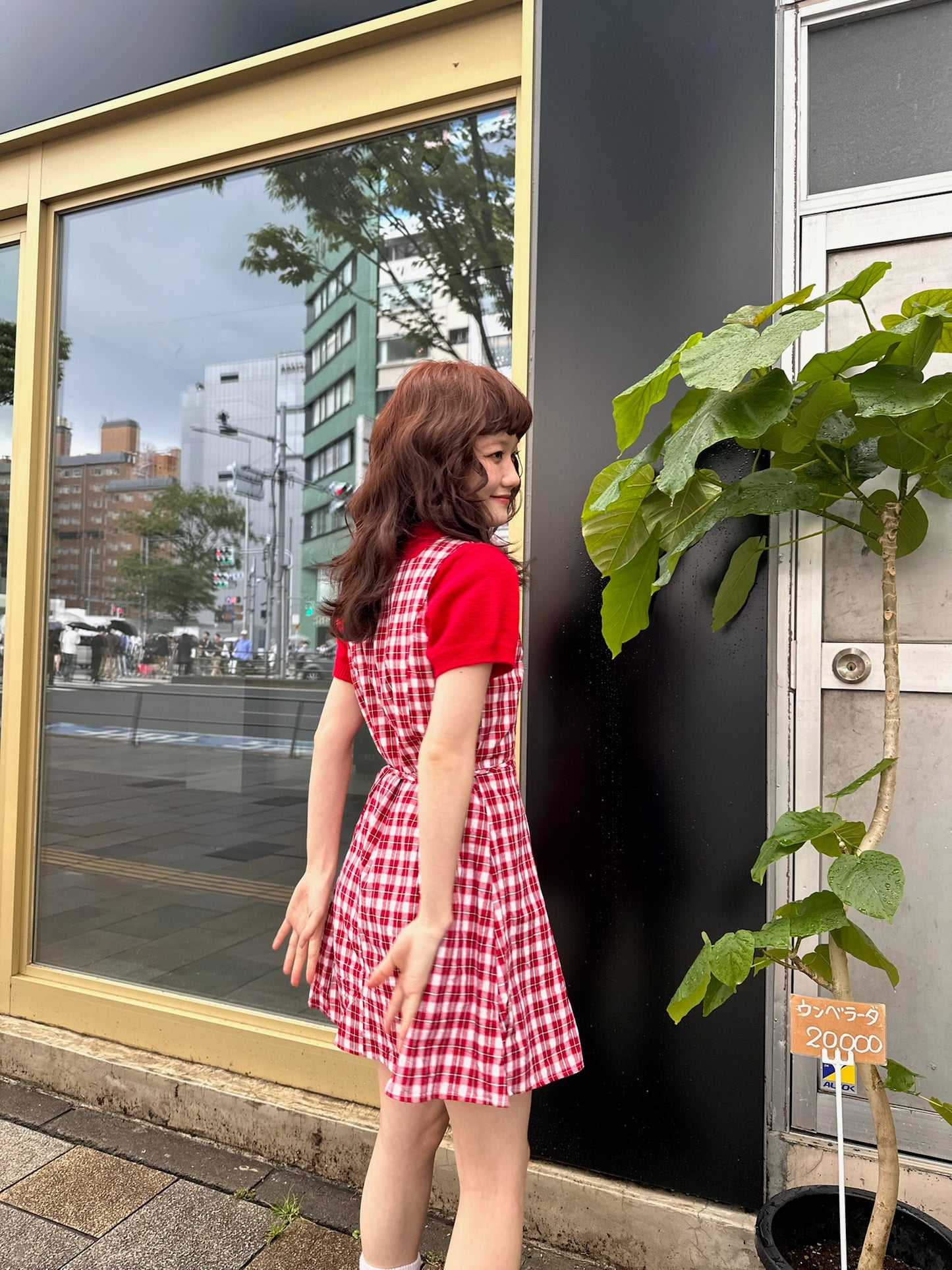 レッドチェックレトロワンピース DPA43363