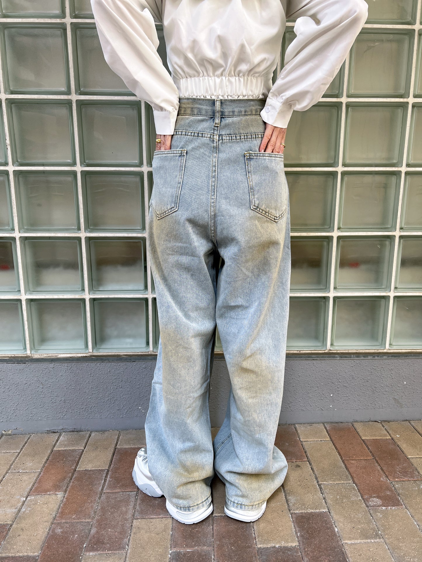 ヴィンテージウォッシュビジューデニムパンツ DPB79143