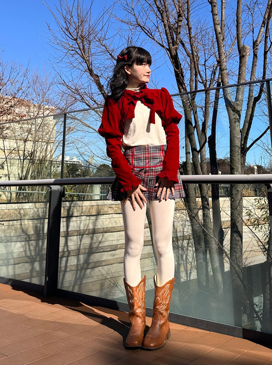 リボンチェックスカート DPA43292