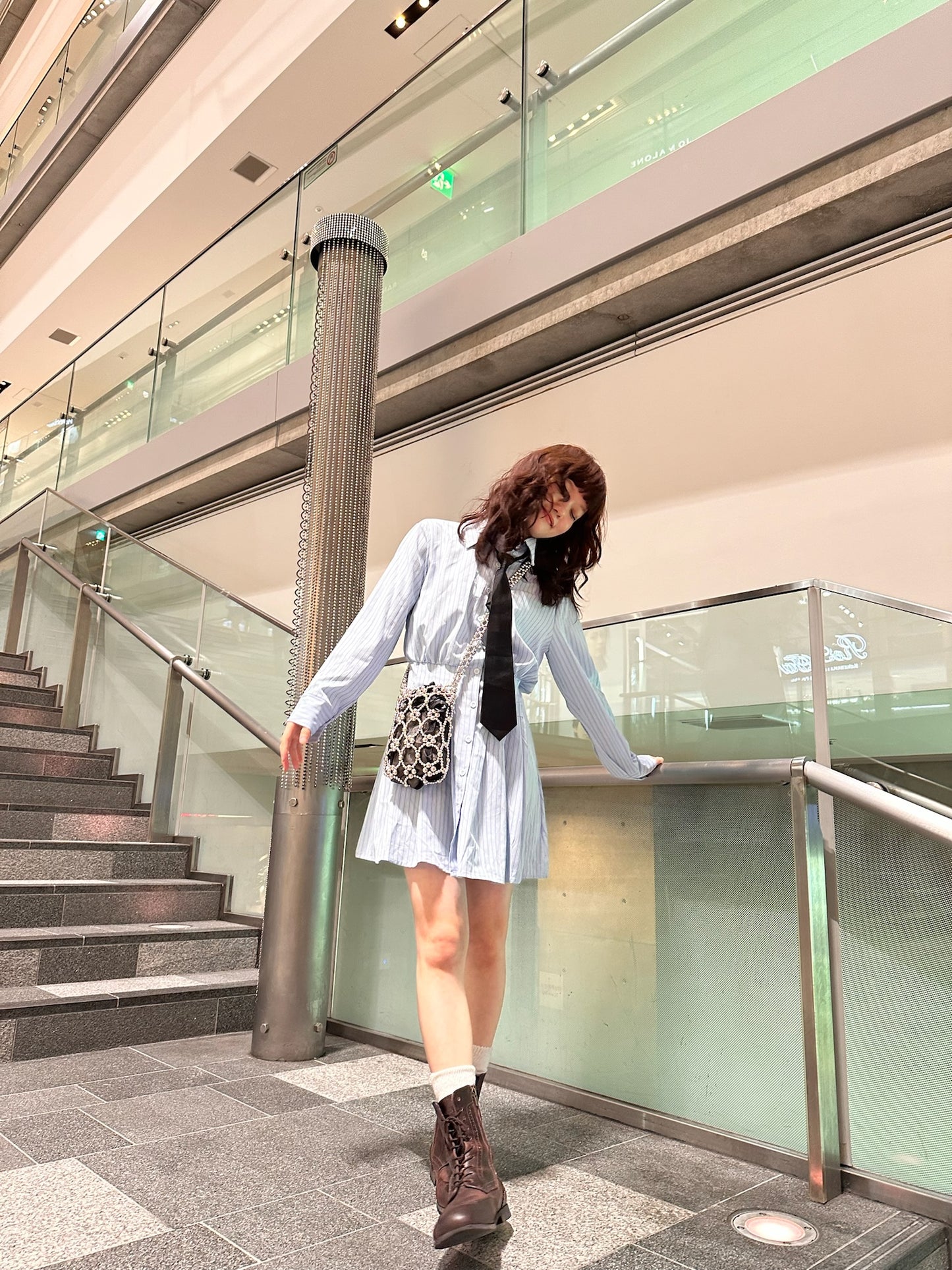 ライトブルーシャツワンピース DPA43360