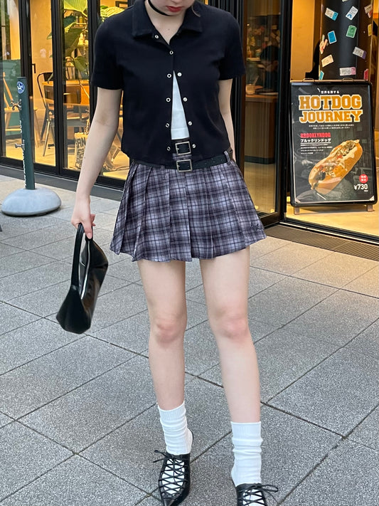 ベルト付きチェックプリーツスカート DPB68048