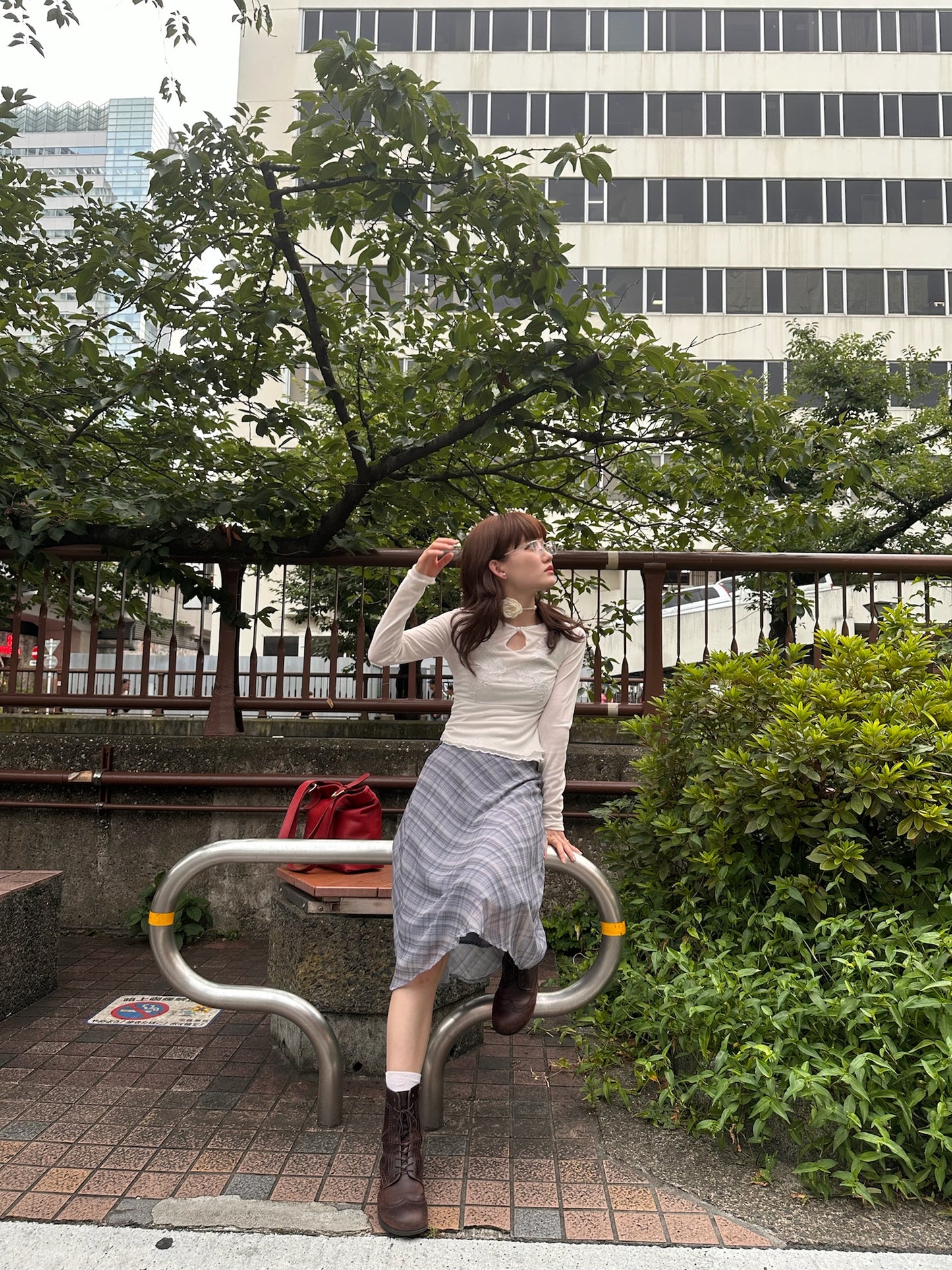 ポイントリボンメッシュチェックスカート DPA43415