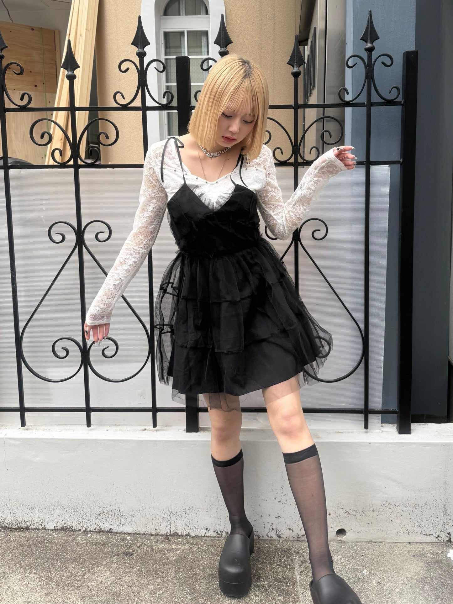 ブラックチュールミニワンピース DPB68149