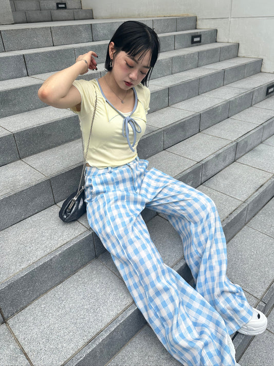 ブルーギンガムチェックパンツ DPB76034